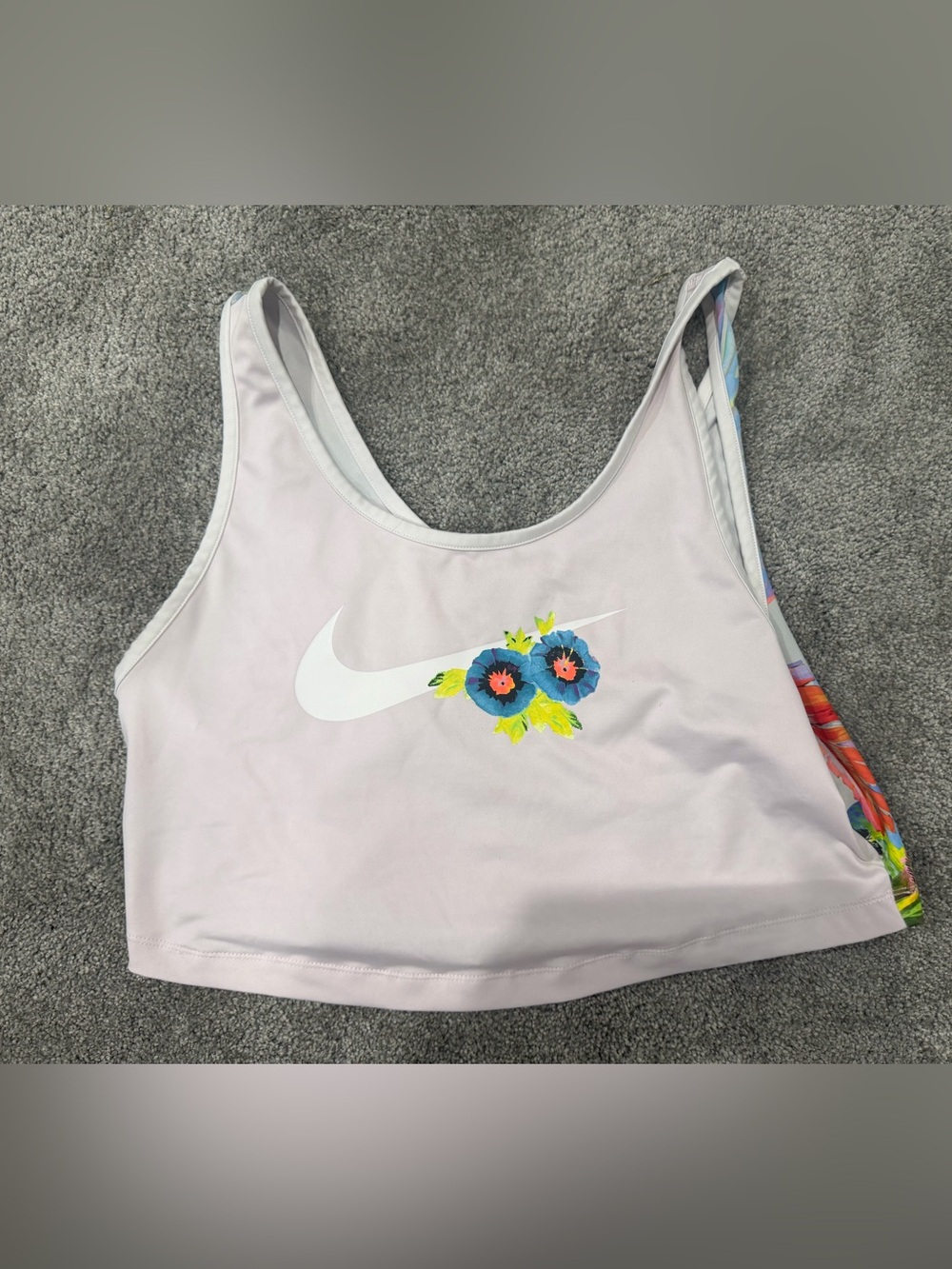Nike Light Pink Girls' Floral Logo Swim Top